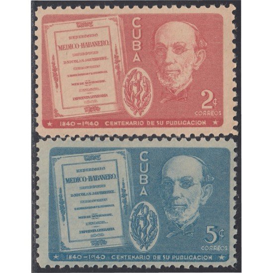 Cuba 264/65 1940 100 Años de la publicación de Repertorio Médico Habanero por Nicolás Gutierrrez MNH Cuba 264/65 1940 100 Años de la publicación de Repertorio Médico Habanero por Nicolás Gutierrrez MNH