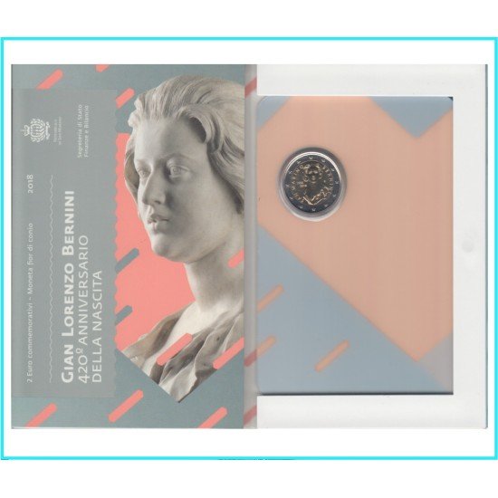 San Marino 2018 2 € euros conmemorativos Cartera Oficial Nacimiento Bernini San Marino 2018 2 € euros conmemorativos Cartera Oficial Nacimiento Bernini