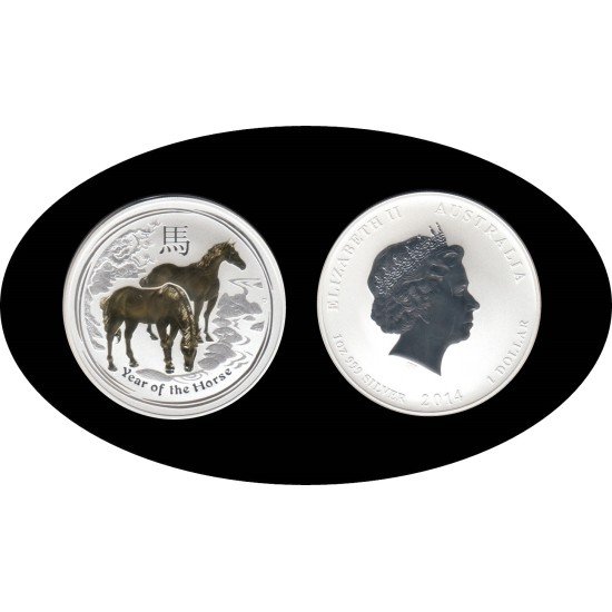 Australia 1 OZ onza 2014 Caballo Horse 1$ Dorada Plata Ag 