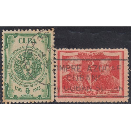 Cuba 285/86 1943 Gobernador Luis de las Casas Obispo Luis Ma. Peñalver usados