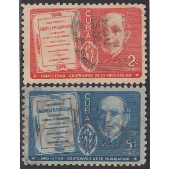 Cuba 264/65 1940 100 Años de la publicación de Repertorio Médico Habanero por Nicolás Gutiérrez usados Cuba 264/65 1940 100 Años de la publicación de Repertorio Médico Habanero por Nicolás Gutiérrez usados