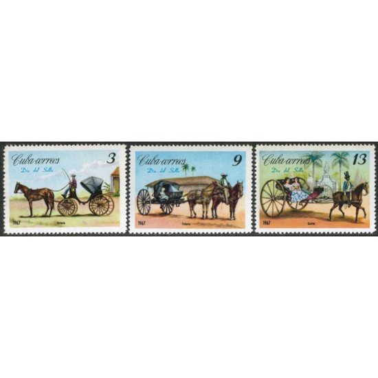 Cuba 1101/03 1967 Día del Sello Carruajes MH Cuba 1101/03 1967 Día del Sello Carruajes MH