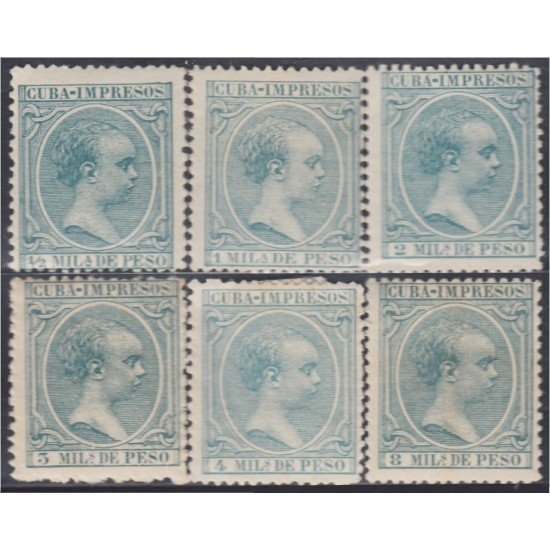 Cuba sellos impresos 25/30 1896 Alfonso XIII MH