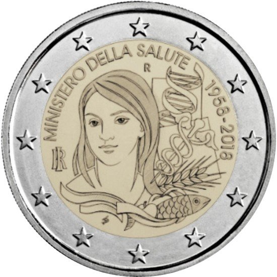 Italia 2018 2 € euros conmemorativos Ministerio de Salud Italia 2018 2 € euros conmemorativos Ministerio de Salud