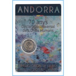 Andorra 2018 Cartera Oficial Coin Card Moneda 2 € conm Derechos Humanos 