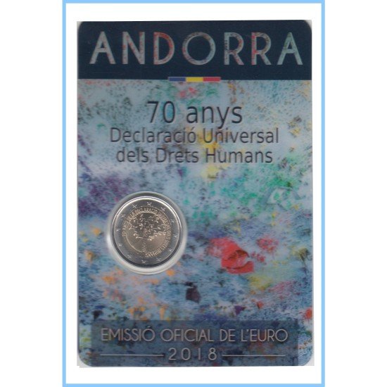 Andorra 2018 Cartera Oficial Coin Card Moneda 2 € conm Derechos Humanos Andorra 2018 Cartera Oficial Coin Card Moneda 2 € conm Derechos Humanos