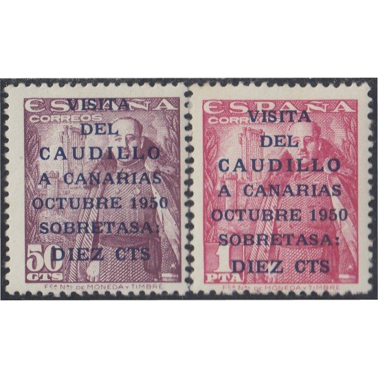 España Spain 1088/89 1951 General Franco Viaje Caudillo a Canarias MH