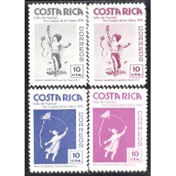 Costa Rica 336/39 1978 Sellos de navidad Pro Ciudad de los niños Vientos navideños niña con papalote MNH