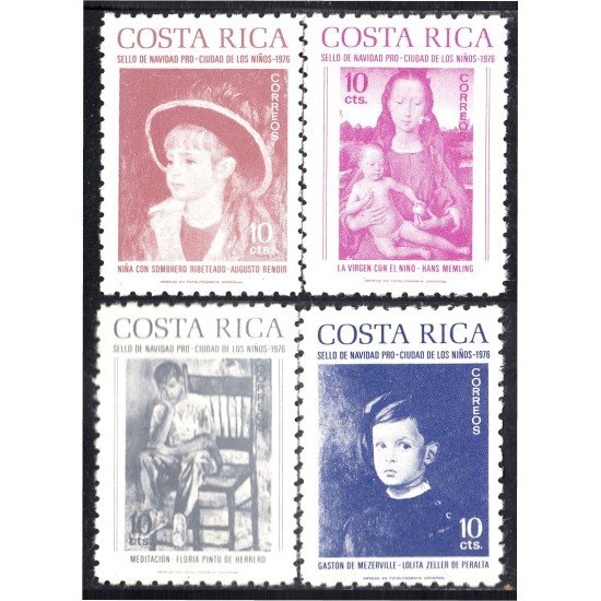 Costa Rica 326/29 1976 Sellos de navidad Pro Ciudad de los niños Pinturas domminicanas MNH