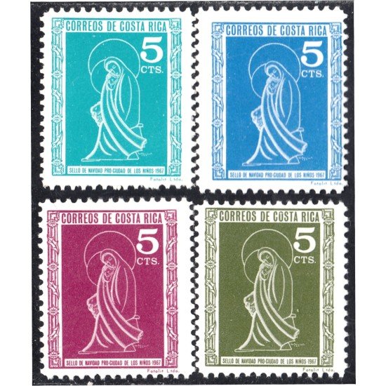 Costa Rica 282/85 1962 Sellos de navidad Pro Ciudad de los niños La Virgen de la Infancia MNH