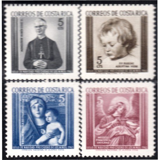 Costa Rica 265/68 1963 Sellos de navidad Pro Ciudad de los niños Retratos MNH