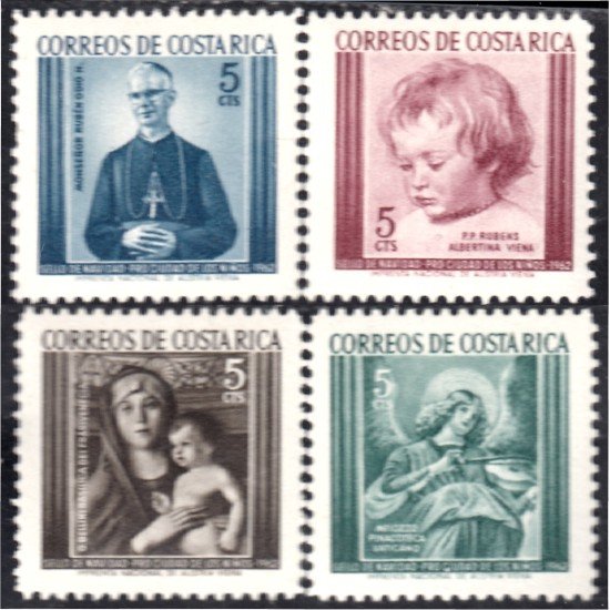 Costa Rica 256/59 1962 Sellos de navidad Pro Ciudad de los niños Retratos MNH