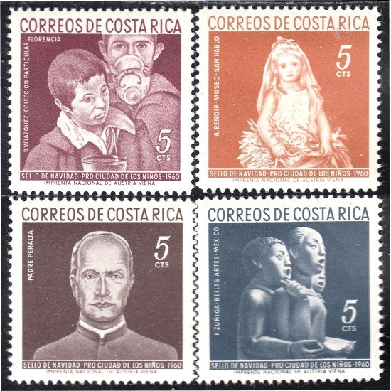 Costa Rica 252/55 1960 Sellos de navidad Pro Ciudad de los niños MNH