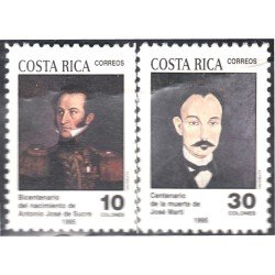 Costa Rica 589/90 1995 Antonio José de Sucre y José Martí MNH