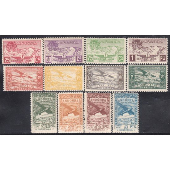 Andorra Española NE 13/24 1931 Montañas Avión MNH Andorra Española NE 13/24 1931 Montañas Avión MNH