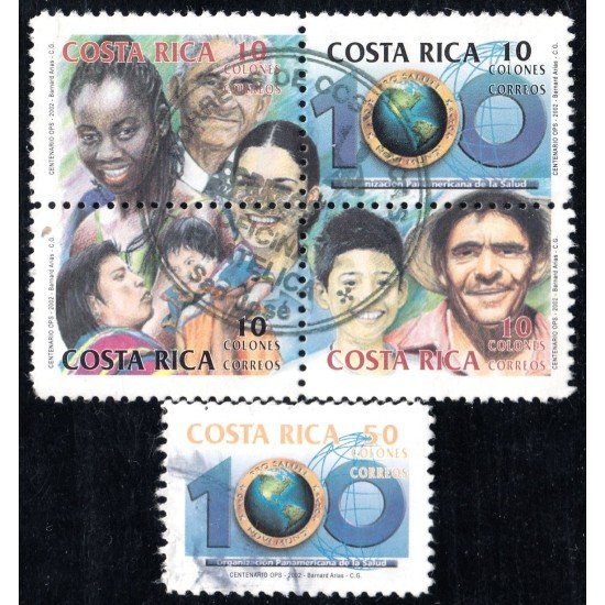 Costa Rica 708/12 2002 100º de la Organización Panamericana de la Salud usados Costa Rica 708/12 2002 100º de la Organización Panamericana de la Salud usados