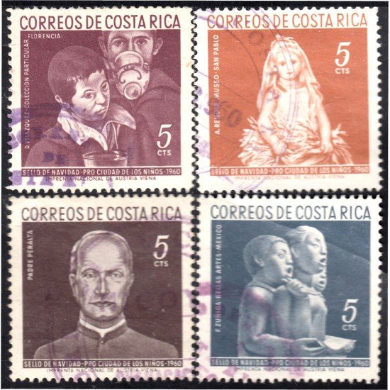 Costa Rica 252/55 1960 Sellos de navidad Pro Ciudad de los niños usados