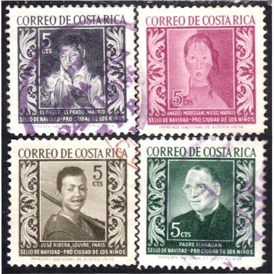 Costa Rica 247/50 1959 Sellos de navidad Christmas usados