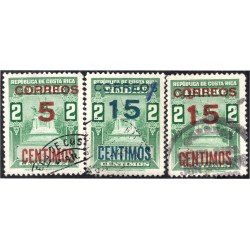 Costa Rica 244/46 1955 Timbres fiscales usados