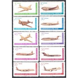 Costa Rica A- 911/20 1996 50 Aniversario de LACSA aviones planes MNH