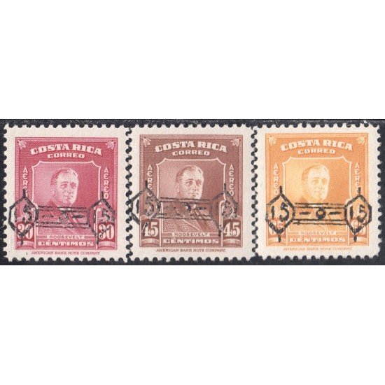 Costa Rica A- 218/20 1953 Presidente Roosevelt MNH Costa Rica A- 218/20 1953 Presidente Roosevelt MNH