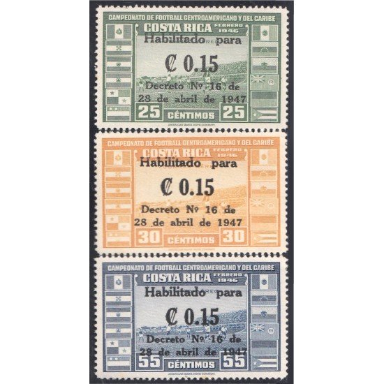 Costa Rica A- 143/45 1947 Campeonato de fútbol Centroamericano y del Caribe MNH Costa Rica A- 143/45 1947 Campeonato de fútbol Centroamericano y del Caribe MNH
