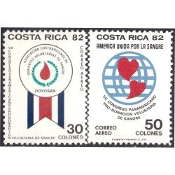 Costa Rica A- 877/78 1982 VII Congreso Panamericano pro-donación voluntaria de sangre MNH