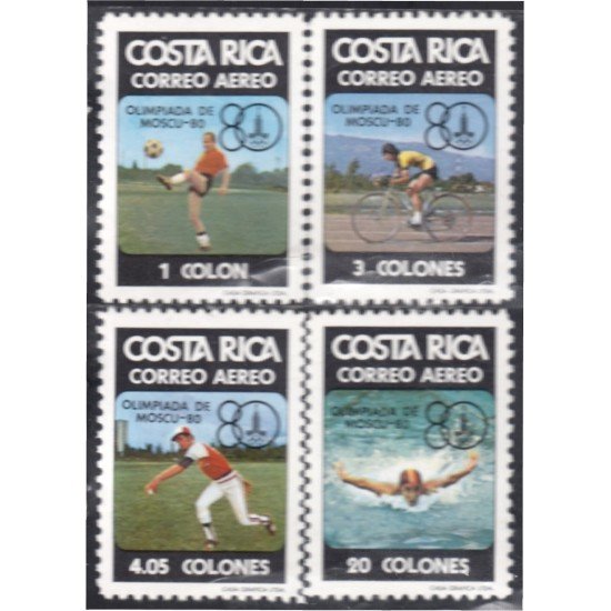 Costa Rica A- 764/67 1980 Olimpiada Moscú Ciclismo Fútbol Béisbol Natación MNH Costa Rica A- 764/67 1980 Olimpiada Moscú Ciclismo Fútbol Béisbol Natación MNH