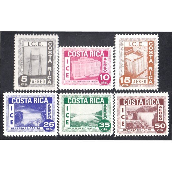 Costa Rica A- 429/34 1967 Represa Embalse Edificio de Telecomunicaciones MNH