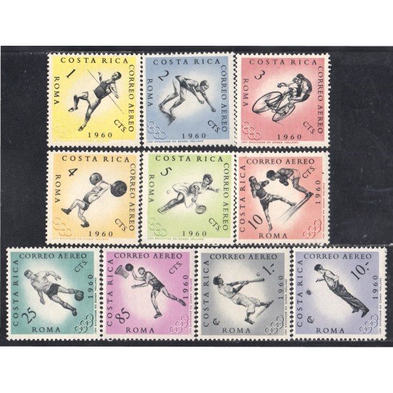 Costa Rica A- 301/10 1960 Juegos Olímpicos de Roma MH 