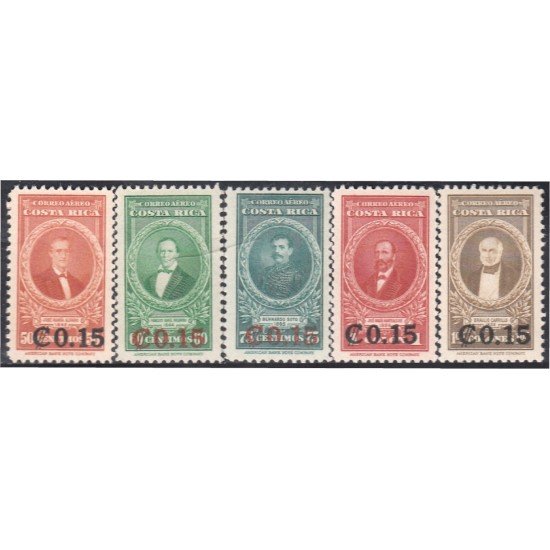 Costa Rica A- 146/50 1947 Efigies Bernardo Soto Braulio Carrillo José Mará Alfaro MH
