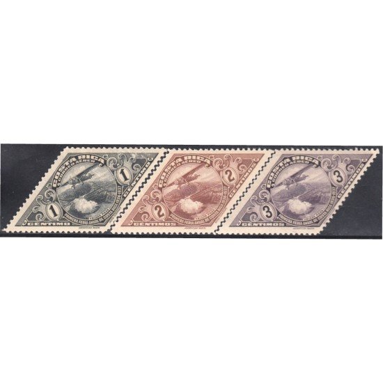 Costa Rica A- 27/29 1937 Primera feria anual Volcán Poás Aeroplano MH