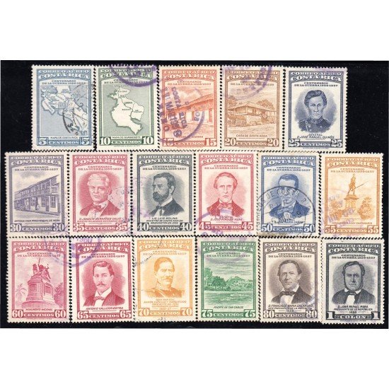 Costa Rica A- 254/70 1957 Centenario de la Guerra 1856 - 1957 usados Costa Rica A- 254/70 1957 Centenario de la Guerra 1856 - 1957 usados