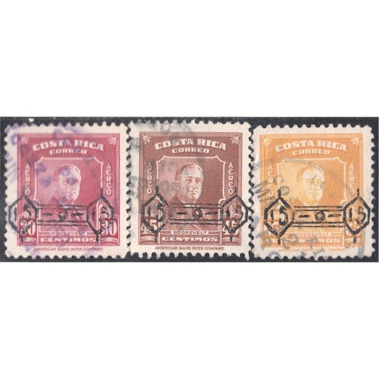 Costa Rica A- 218/20 1953 Presidente Roosevelt  usados