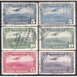 Costa Rica A- 215/17 1952 Serie antigua Aeroplano usados