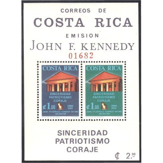 Costa Rica HB 8 1965 Homenaje al presidente John F. Kennedy MNH