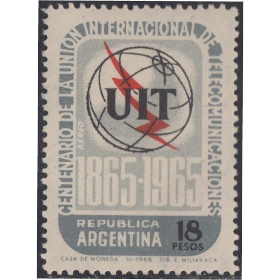 Argentina A- 105 1965 100° de la Unión Internacional de Telecomunicaciones MNH Argentina A- 105 1965 100° de la Unión Internacional de Telecomunicaciones MNH