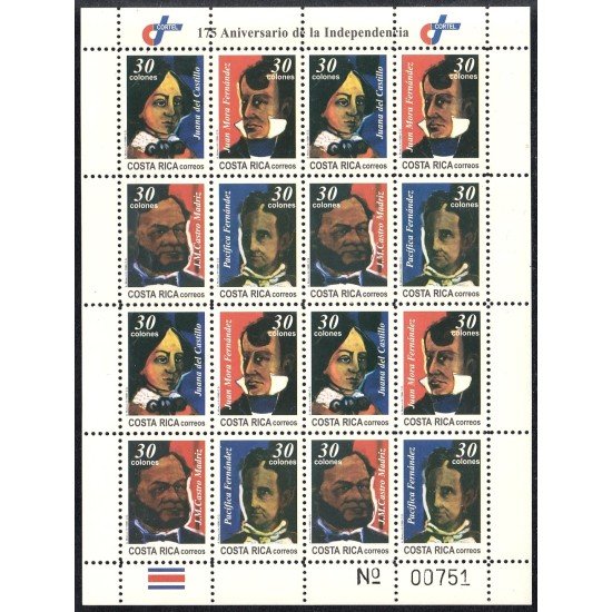 Costa Rica 607/10 1996 Minipliego Juana del Castillo Juan Mora MNH