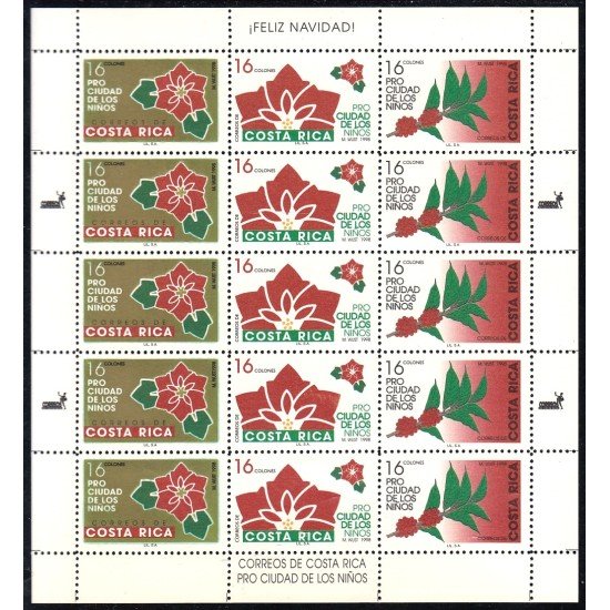 Costa Rica 644/46 1998 Minipliego Navidad Pro Ciudad de los niños MNH
