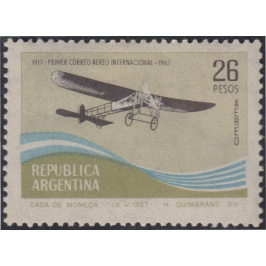Argentina A- 117 1967 50 Años del Primer vuelo postal Buenos Aires-Montevideo MNH Argentina A- 117 1967 50 Años del Primer vuelo postal Buenos Aires-Montevideo MNH