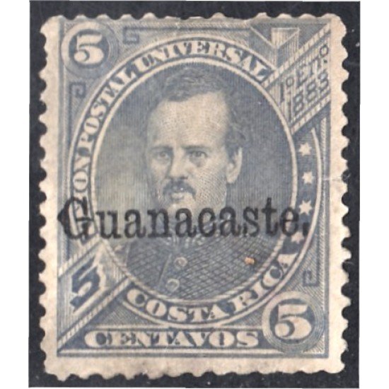 Costa Rica Guanacaste 5a 1885 Effigie de P. Fernández sin goma Costa Rica Guanacaste 5a 1885 Effigie de P. Fernández sin goma