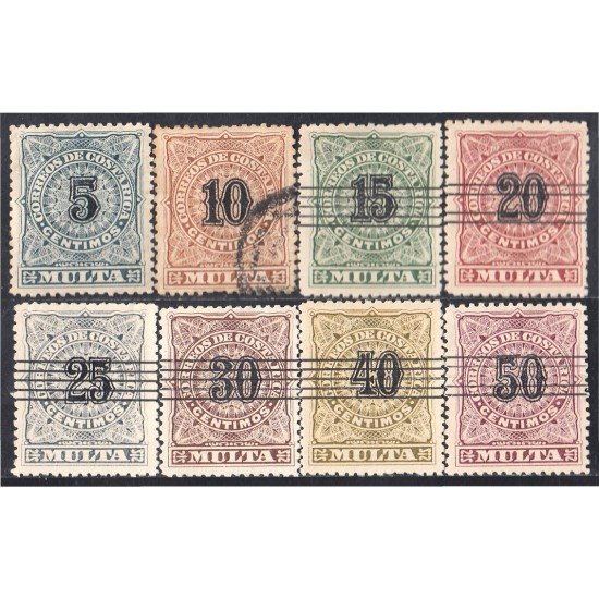 Costa Rica Tasas 1/8 1903 Números negros usados y barrados Costa Rica Tasas 1/8 1903 Números negros usados y barrados