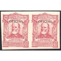 Costa Rica Timbres de Servicio 53 1923 Centenario Jesús Jiménez pareja Sin dentar Costa Rica Timbres de Servicio 53 1923 Centenario Jesús Jiménez pareja Sin dentar