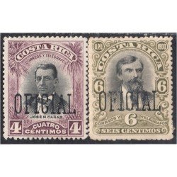 Costa Rica Timbres de Servicio 29/30 1903 José M.Cañas Julián Volio Sin goma