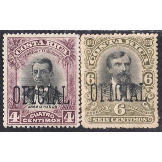 Costa Rica Timbres de Servicio 29/30 1903 José M.Cañas Julián Volio Sin goma
