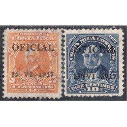 Costa Rica Timbres de Servicio 41/42 1917 Mauro Fernández Braulio Carrillo usados