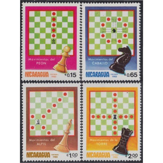 Nicaragua 1286/89 1983 Juego de ajedrez MNH Nicaragua 1286/89 1983 Juego de ajedrez MNH