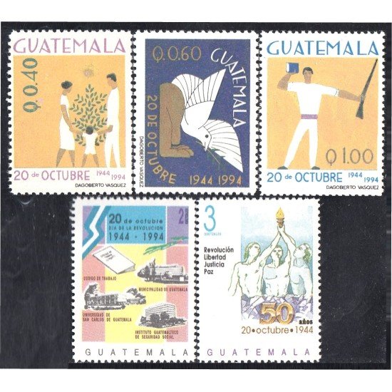 Guatemala 466/70 1994 50 Aniversario de la Revolución MNH