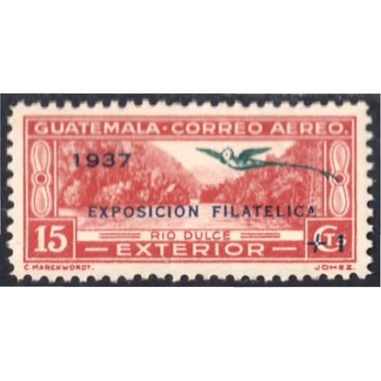 Guatemala 298 1937 Exposición Filatélica Río Dulce MNH Guatemala 298 1937 Exposición Filatélica Río Dulce MNH
