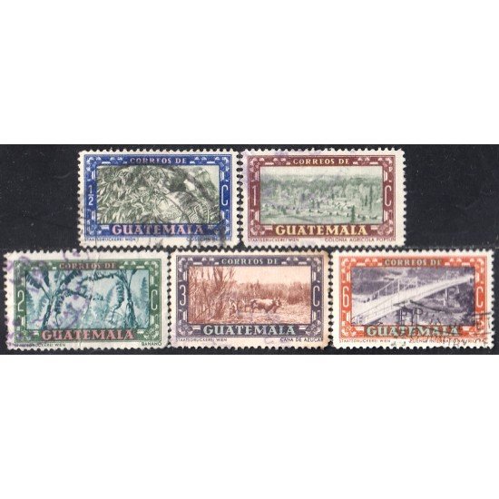 Guatemala 343/47 1950 Serie antigua Café Bnano Azúcar usados
